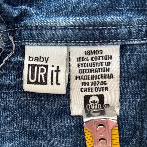 *Flaws* Vtg Baby UR It Bib Overall Jean Shorts 18 Months Construction Work Zone - Picture 5 of 10